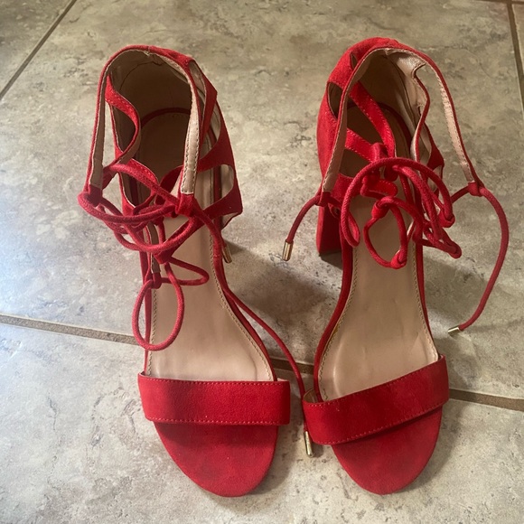 Charlotte russe sienna red lace up wedge heels - Picture 3 of 5